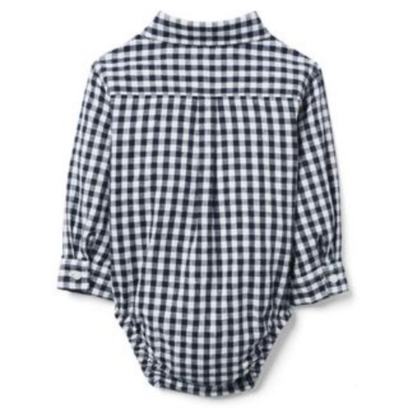 Janie and Jack Infant Navy Gingham Button Up (0-3M 3-6M 6-12M 12-18 18-24M) - Picture 3 of 3